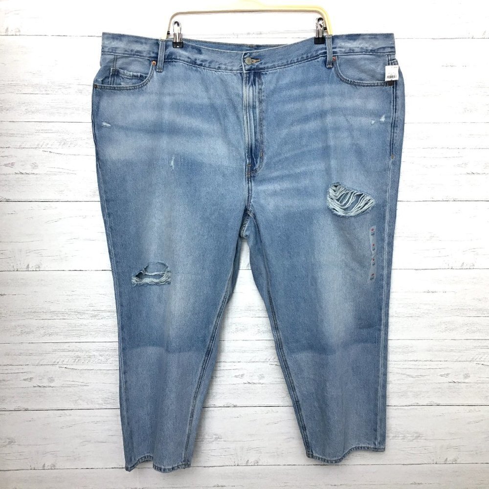 NEW Old Navy Women's Jeans Slouchy Straight Leg Crop Distressed Light Wash 26